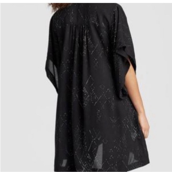 Eileen Fisher Black Marrakesh Printed Silk Tencel Long Kimono Size Small/Medium - Picture 5 of 11